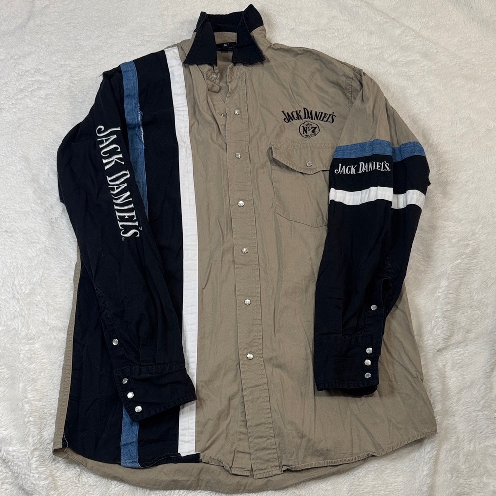 Jack Daniels Men's Black and Tan Pearl Button Shirt